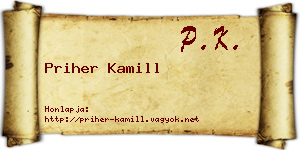 Priher Kamill névjegykártya
